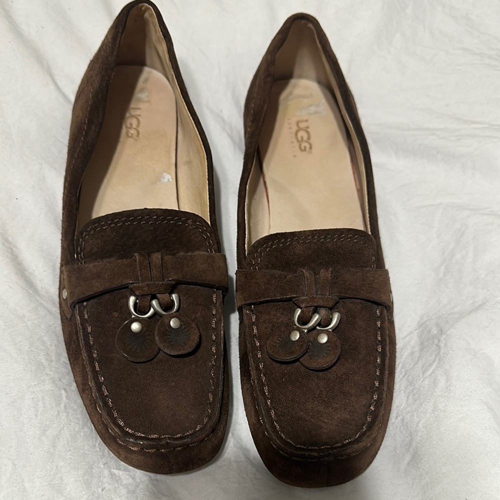UGG Brown Suede Flats Moccasin-Style